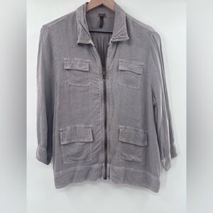 XCVI Women's Lightweight Utility Safari Field Jacket in Gray Size Medium Petite